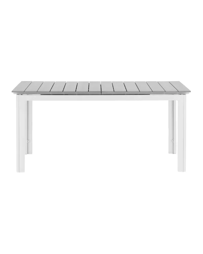 Levels ausziehbarer Gartentisch mit Kunstholzplatte und Aluminiumgestell in 160 × 100 cm, Grau, Gestell Weiß, Ansicht 9