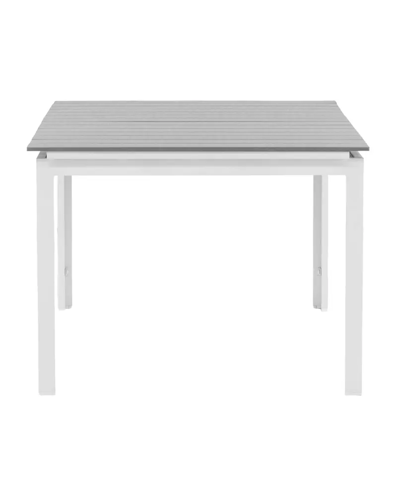 Levels ausziehbarer Gartentisch mit Kunstholzplatte und Aluminiumgestell in 160 × 100 cm, Grau, Gestell Weiß, Ansicht 11