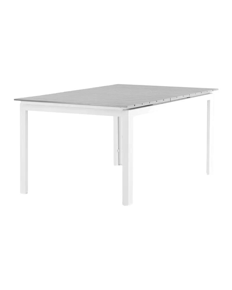 Levels ausziehbarer Gartentisch mit Kunstholzplatte und Aluminiumgestell in 160 × 100 cm, Grau, Gestell Weiß, Ansicht 12