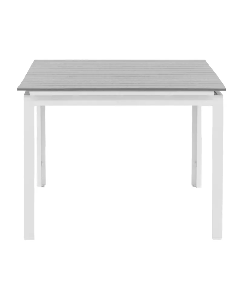 Levels ausziehbarer Gartentisch mit Kunstholzplatte und Aluminiumgestell in 160 × 100 cm, Grau, Gestell Weiß, Ansicht 4