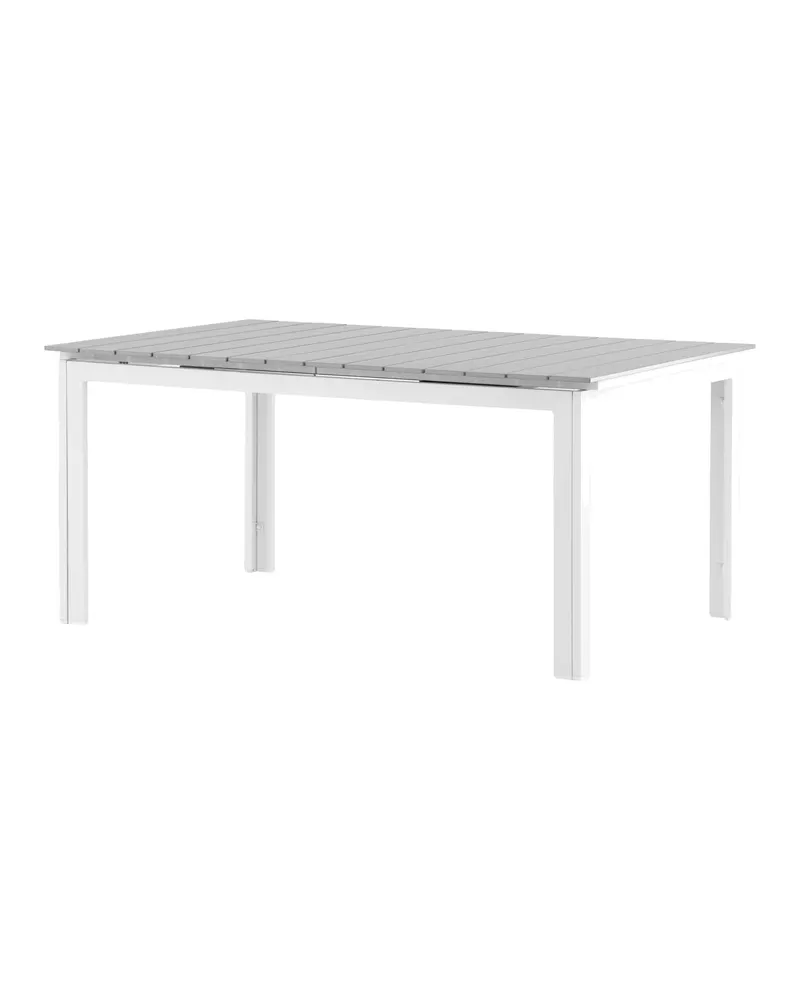 Levels ausziehbarer Gartentisch mit Kunstholzplatte und Aluminiumgestell in 160 × 100 cm, Grau, Gestell Weiß, Ansicht 7