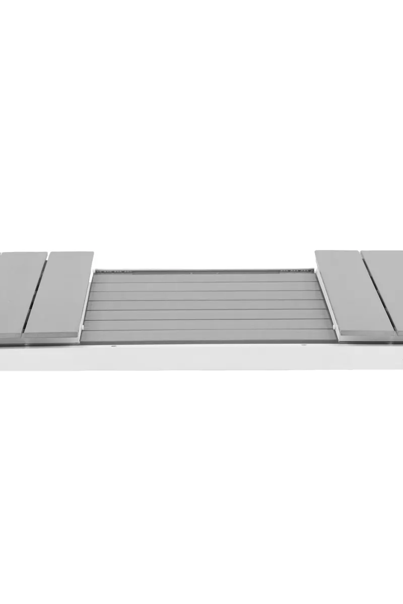 Levels ausziehbarer Gartentisch mit Kunstholzplatte und Aluminiumgestell in 160 × 100 cm, Grau, Gestell Weiß, Ansicht 8