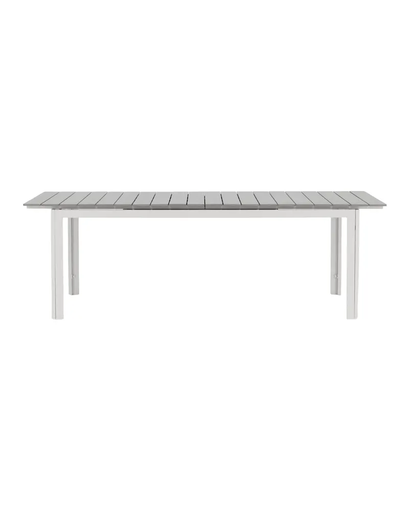 Levels ausziehbarer Gartentisch aus Aluminium und Kunstholz, Grau, Gestell Schwarz