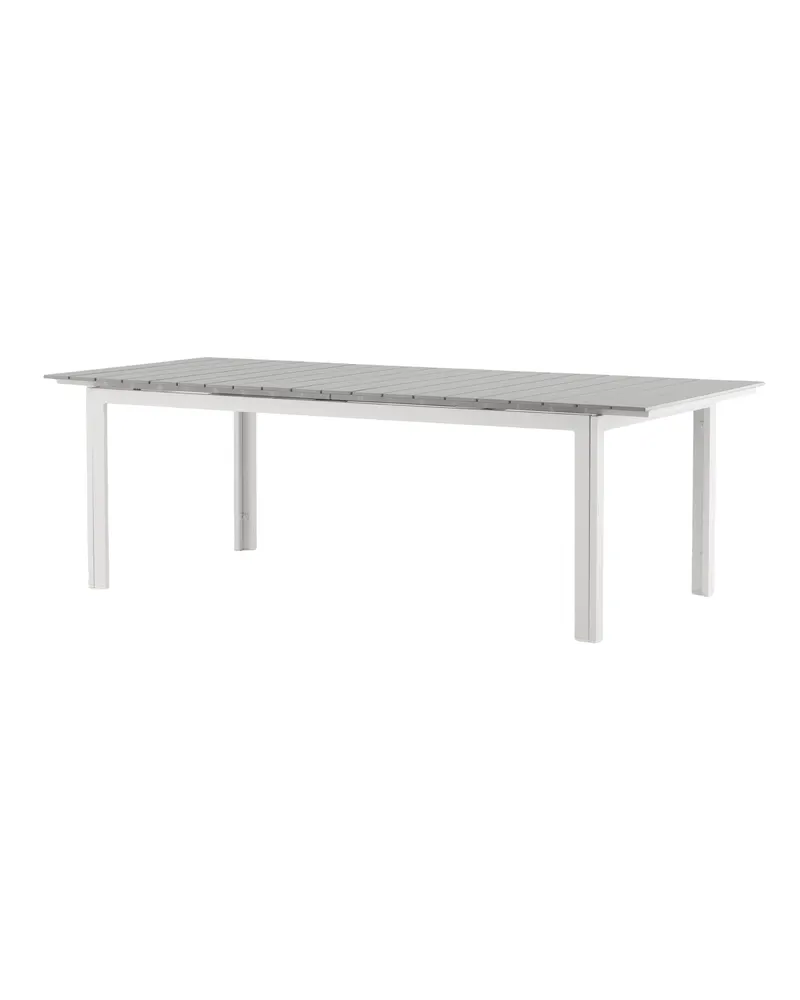 Levels ausziehbarer Gartentisch mit Kunstholzplatte und Aluminiumgestell in 229 × 100 cm, Grau, Gestell Weiß, Ansicht 9