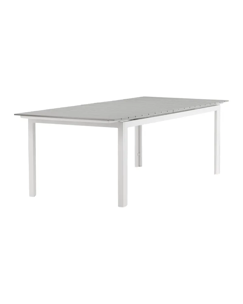 Levels ausziehbarer Gartentisch mit Kunstholzplatte und Aluminiumgestell in 229 × 100 cm, Grau, Gestell Weiß, Ansicht 11