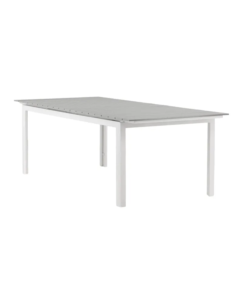 Levels ausziehbarer Gartentisch mit Kunstholzplatte und Aluminiumgestell in 229 × 100 cm, Grau, Gestell Weiß, Ansicht 13