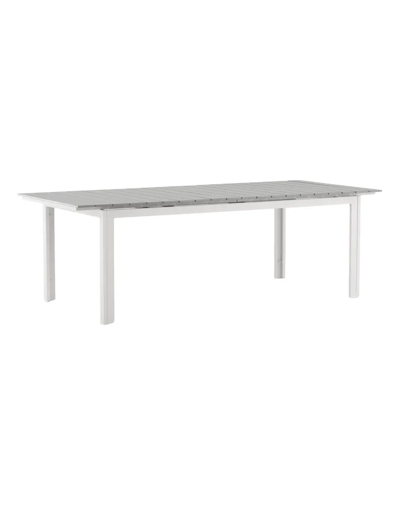 Levels ausziehbarer Gartentisch mit Kunstholzplatte und Aluminiumgestell in 229 × 100 cm, Grau, Gestell Weiß, Ansicht 2