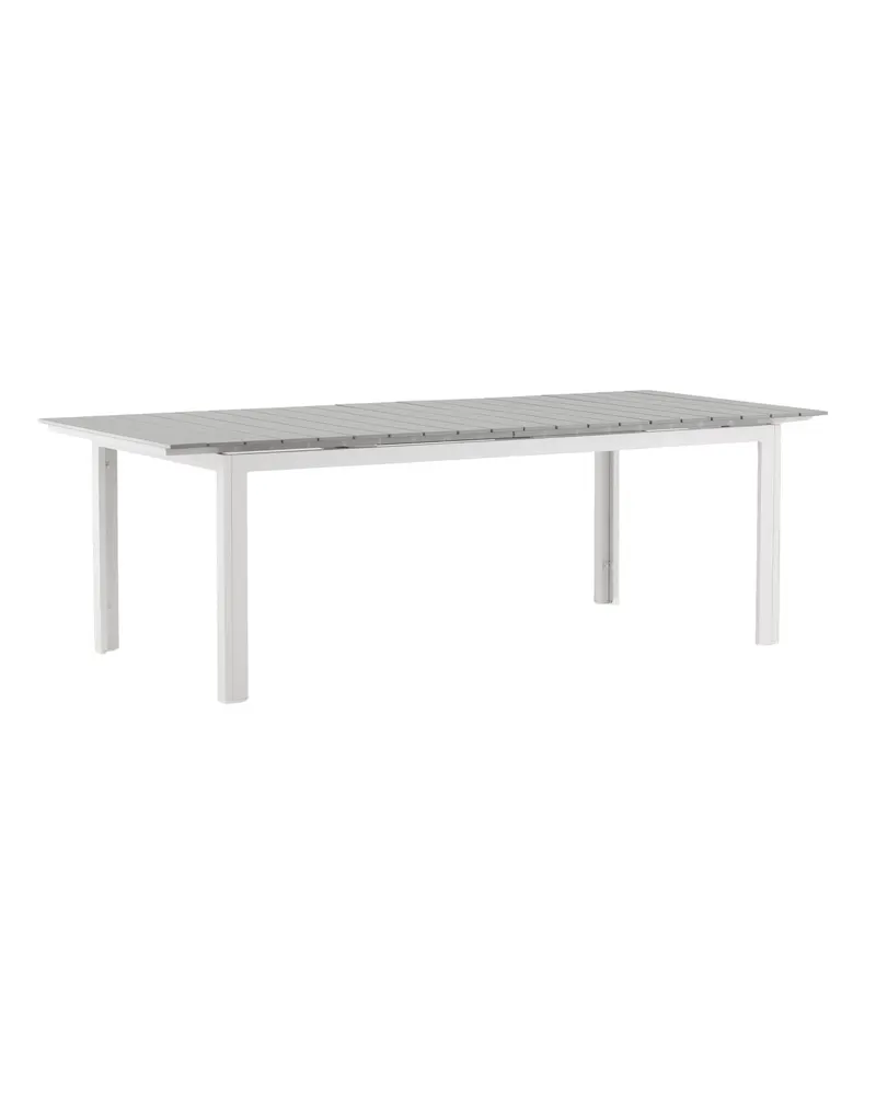 Levels ausziehbarer Gartentisch mit Kunstholzplatte und Aluminiumgestell in 229 × 100 cm, Grau, Gestell Weiß, Ansicht 3