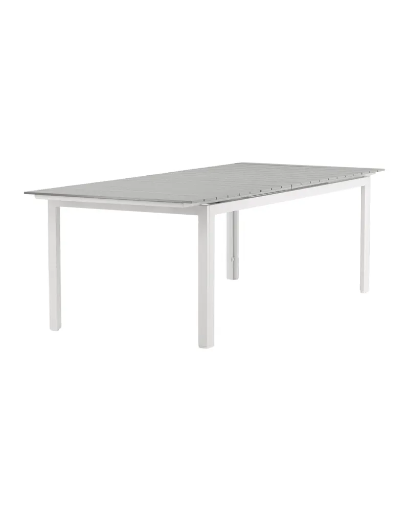 Levels ausziehbarer Gartentisch mit Kunstholzplatte und Aluminiumgestell in 229 × 100 cm, Grau, Gestell Weiß, Ansicht 4