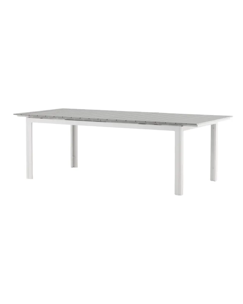Levels ausziehbarer Gartentisch mit Kunstholzplatte und Aluminiumgestell in 229 × 100 cm, Grau, Gestell Weiß, Ansicht 7