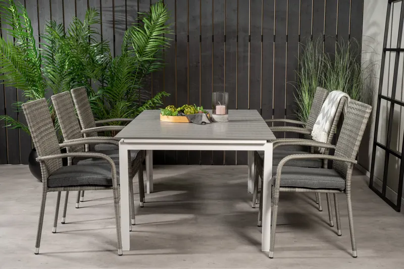 Levels & Anna Gartenmöbel-Set mit 6 Stühlen in 160 × 100 cm, im Wohnraum, Ansicht 1