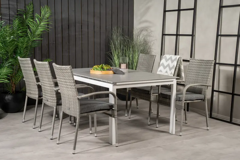 Levels & Anna Gartenmöbel-Set mit 6 Stühlen in 160 × 100 cm, im Wohnraum, Ansicht 2