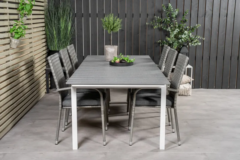 Levels & Anna Gartenmöbel-Set mit 6 Stühlen in 229 × 100 cm, im Wohnraum, Ansicht 1