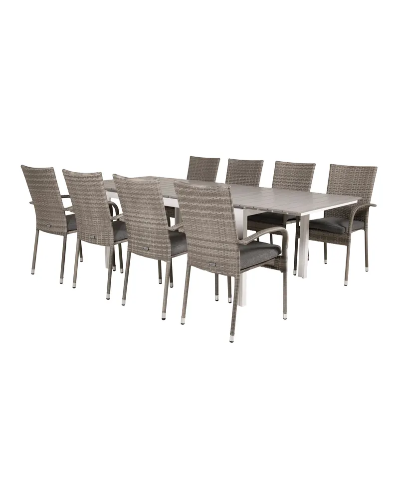Levels & Anna Gartenmöbel-Set mit Ausziehtisch und 8 Geflechtstühlen, Ansicht 2