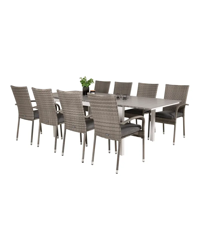 Levels & Anna Gartenmöbel-Set mit Ausziehtisch und 8 Geflechtstühlen, Ansicht 4