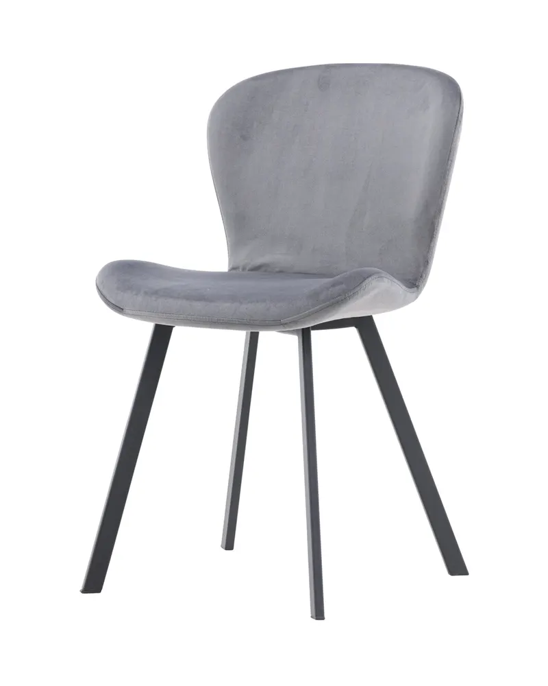 Lilja gepolsterter Esszimmerstuhl in Grau, Gestell Schwarz, Polyester-Samt, Ansicht 2