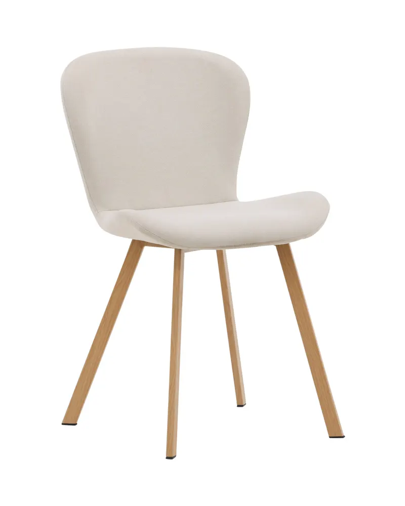 Lilja gepolsterter Esszimmerstuhl in Beige, Gestell Natur, Polyester in Leinenoptik, Ansicht 1