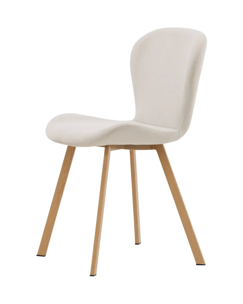 Lilja gepolsterter Esszimmerstuhl in Beige, Gestell Natur, Polyester in Leinenoptik, Ansicht 7