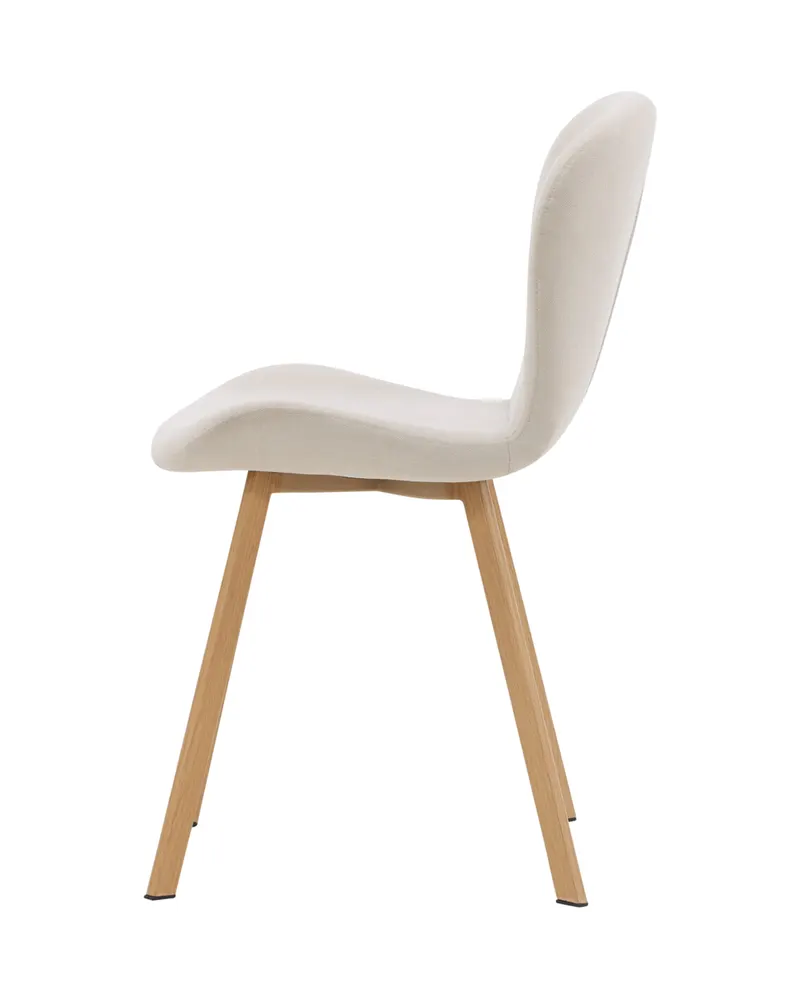 Lilja gepolsterter Esszimmerstuhl in Beige, Gestell Natur, Polyester in Leinenoptik, Ansicht 8