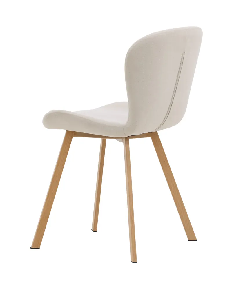 Lilja gepolsterter Esszimmerstuhl in Beige, Gestell Natur, Polyester in Leinenoptik, Ansicht 9