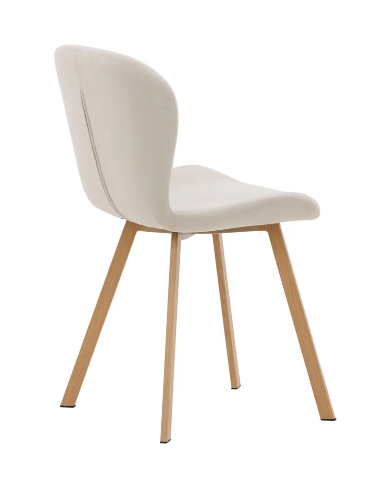 Lilja gepolsterter Esszimmerstuhl in Beige, Gestell Natur, Polyester in Leinenoptik, Ansicht 13