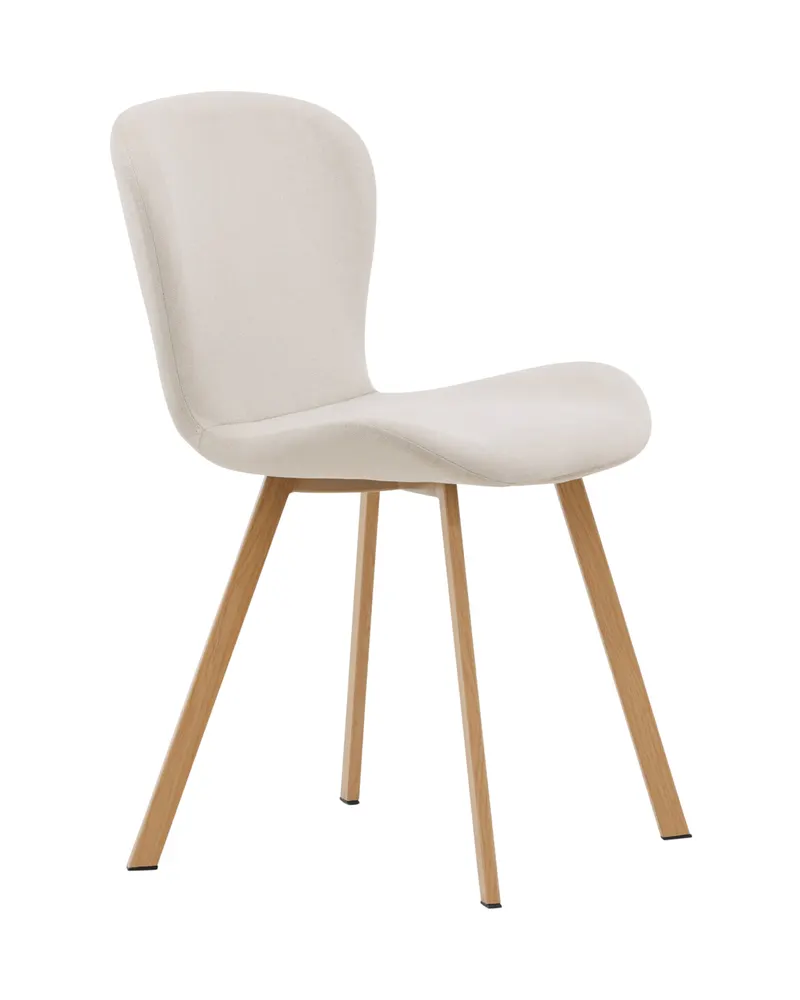 Lilja gepolsterter Esszimmerstuhl in Beige, Gestell Natur, Polyester in Leinenoptik, Ansicht 2