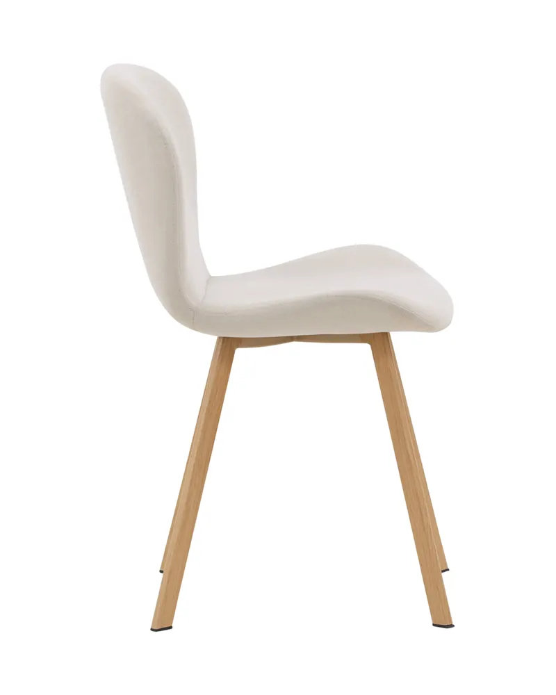Lilja gepolsterter Esszimmerstuhl in Beige, Gestell Natur, Polyester in Leinenoptik, Ansicht 3