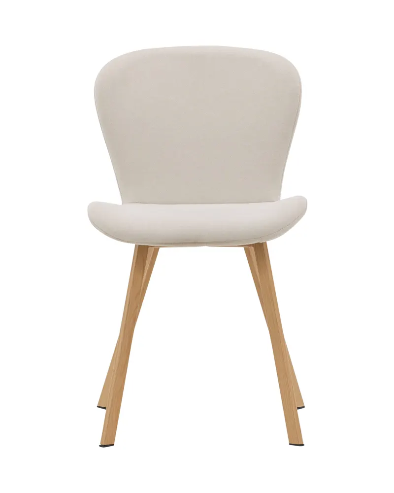 Lilja gepolsterter Esszimmerstuhl in Beige, Gestell Natur, Polyester in Leinenoptik, Ansicht 4