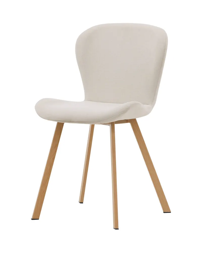 Lilja gepolsterter Esszimmerstuhl in Beige, Gestell Natur, Polyester in Leinenoptik, Ansicht 5