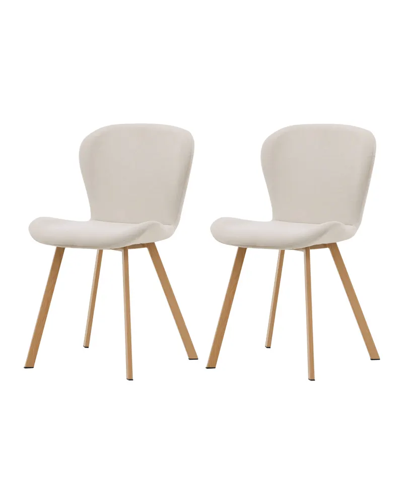 Lilja gepolsterter Esszimmerstuhl in Beige, Gestell Natur, Polyester in Leinenoptik, Ansicht 6