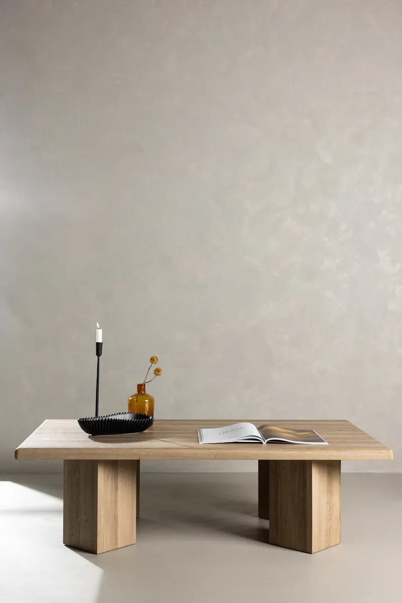 Lillehammer Couchtisch 140 × 80 cm mit kantigen Sockeln, im Wohnraum, Ansicht 1