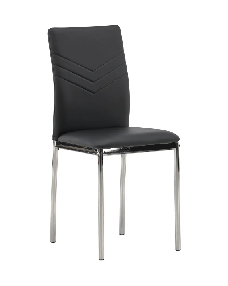Lily gepolsterter Esszimmerstuhl in Schwarz, Gestell Silber, PU-Kunstleder, Ansicht 1
