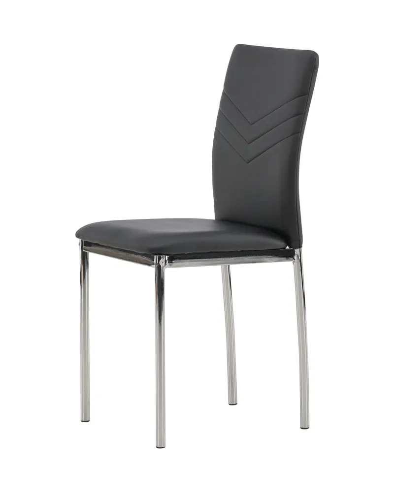 Lily gepolsterter Esszimmerstuhl in Schwarz, Gestell Silber, PU-Kunstleder, Ansicht 8