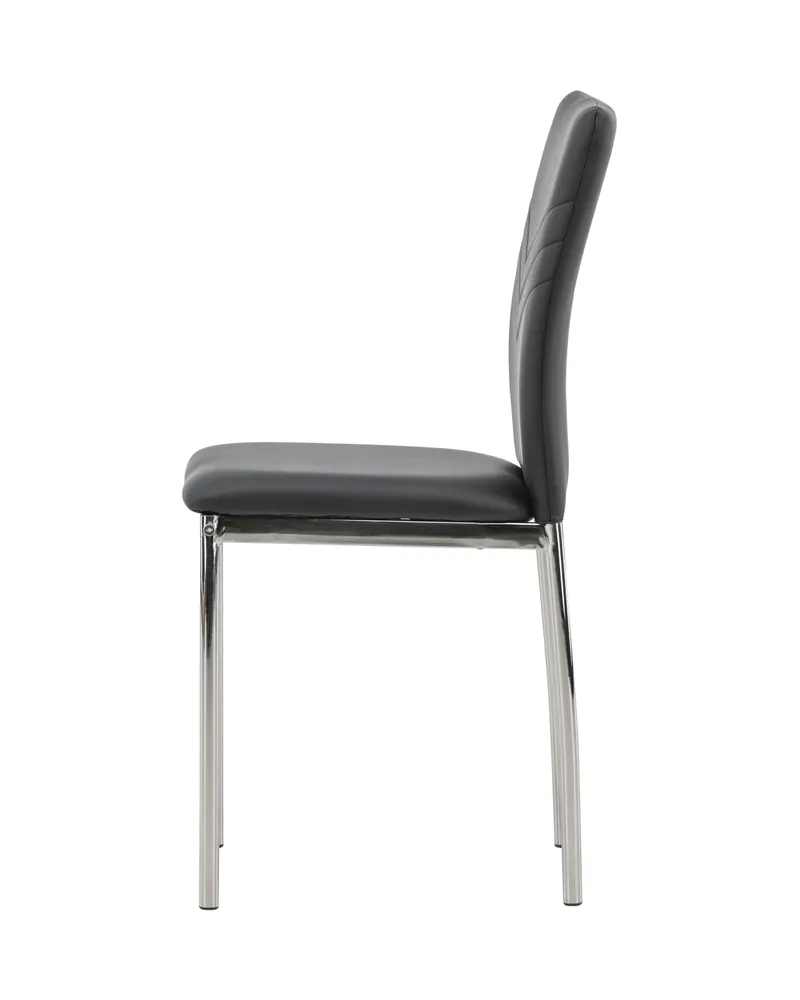 Lily gepolsterter Esszimmerstuhl in Schwarz, Gestell Silber, PU-Kunstleder, Ansicht 9