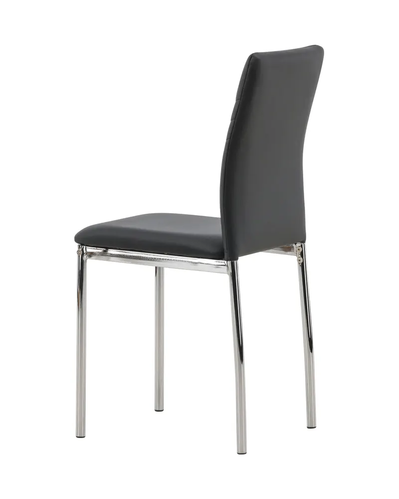Lily gepolsterter Esszimmerstuhl in Schwarz, Gestell Silber, PU-Kunstleder, Ansicht 10