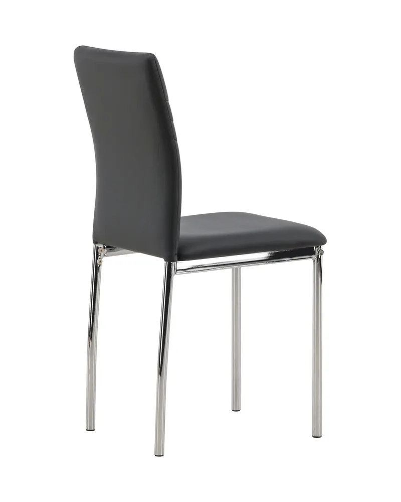 Lily gepolsterter Esszimmerstuhl in Schwarz, Gestell Silber, PU-Kunstleder, Ansicht 13