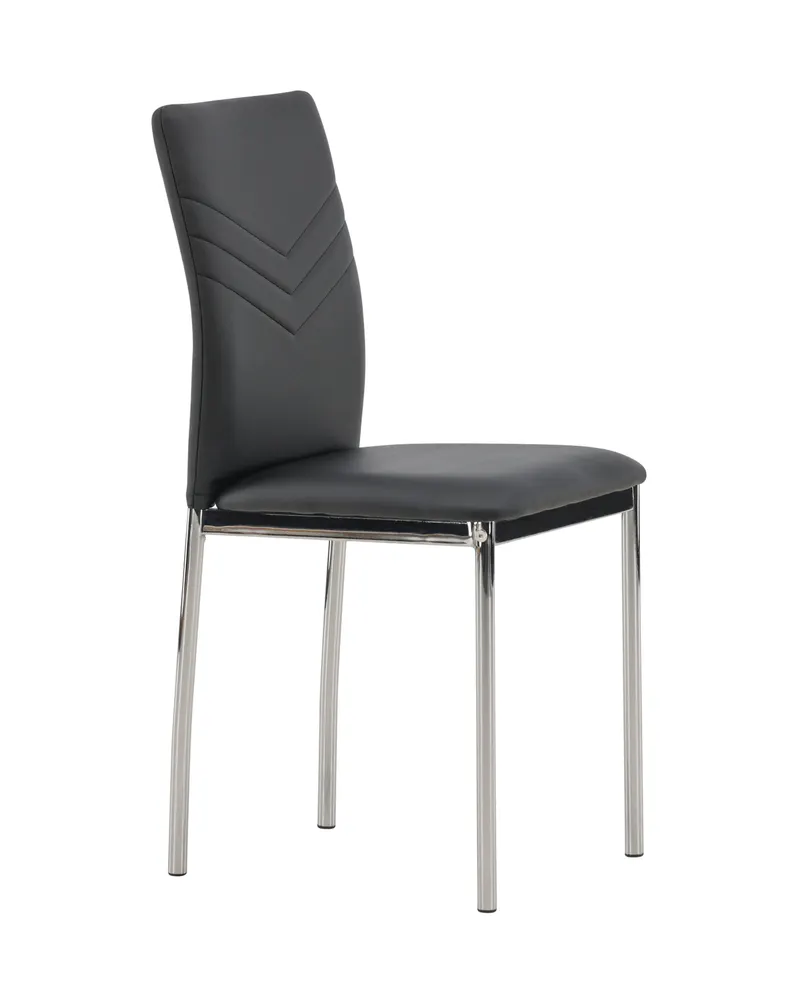 Lily gepolsterter Esszimmerstuhl in Schwarz, Gestell Silber, PU-Kunstleder, Ansicht 2