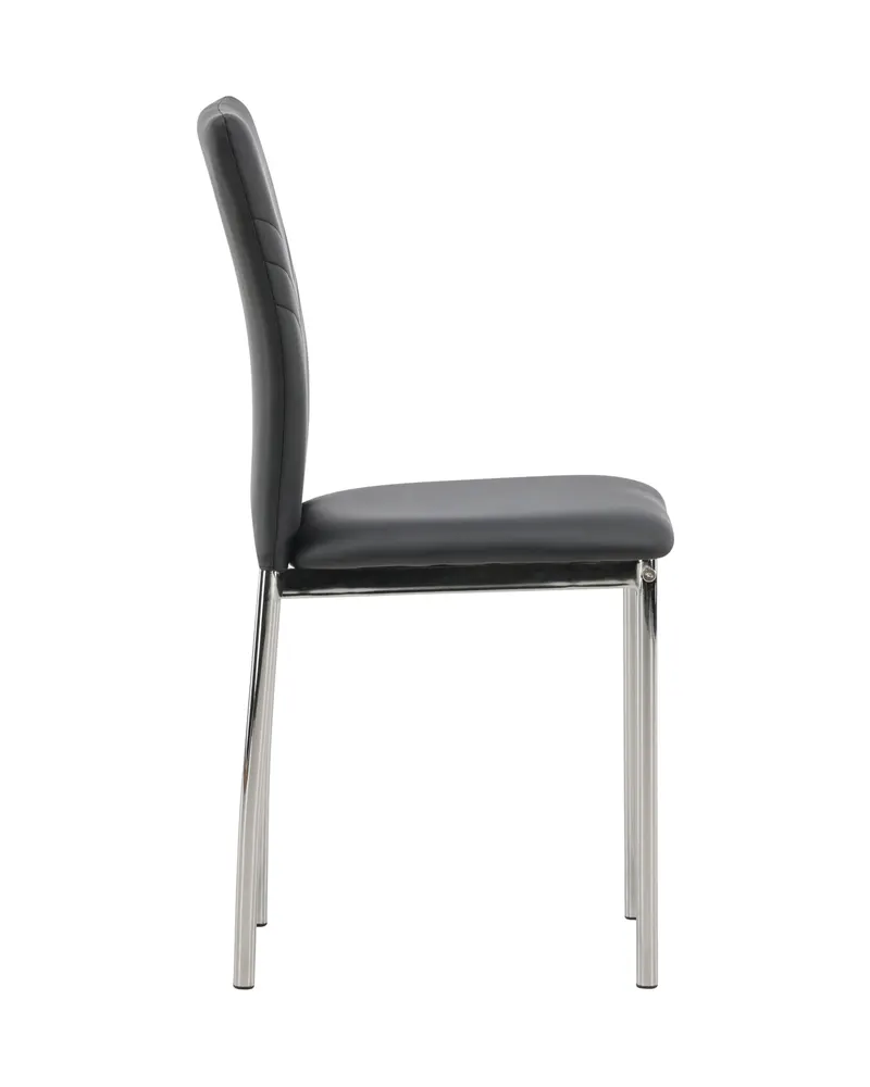 Lily gepolsterter Esszimmerstuhl in Schwarz, Gestell Silber, PU-Kunstleder, Ansicht 3