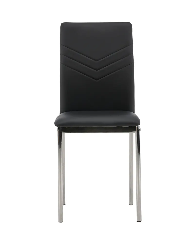 Lily gepolsterter Esszimmerstuhl in Schwarz, Gestell Silber, PU-Kunstleder, Ansicht 4