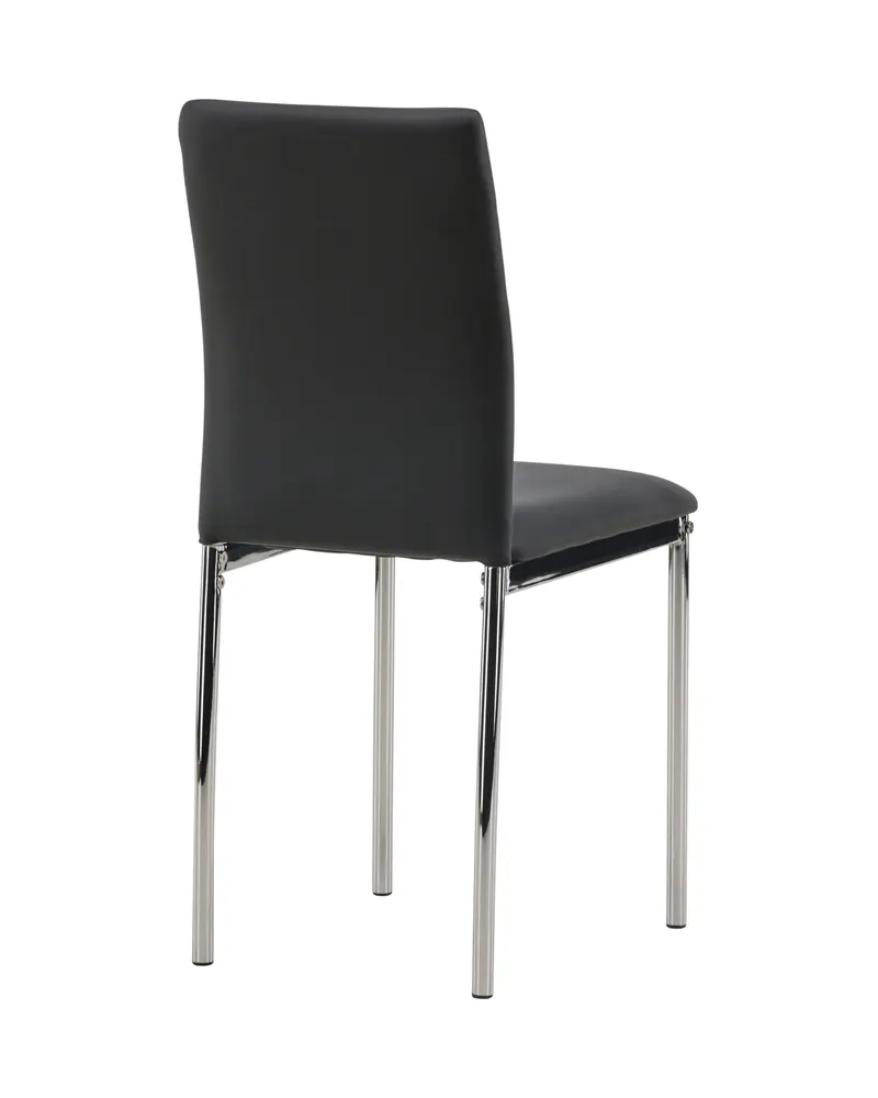 Lily gepolsterter Esszimmerstuhl in Schwarz, Gestell Silber, PU-Kunstleder, Ansicht 5