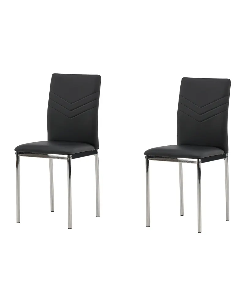Lily gepolsterter Esszimmerstuhl in Schwarz, Gestell Silber, PU-Kunstleder, Ansicht 7