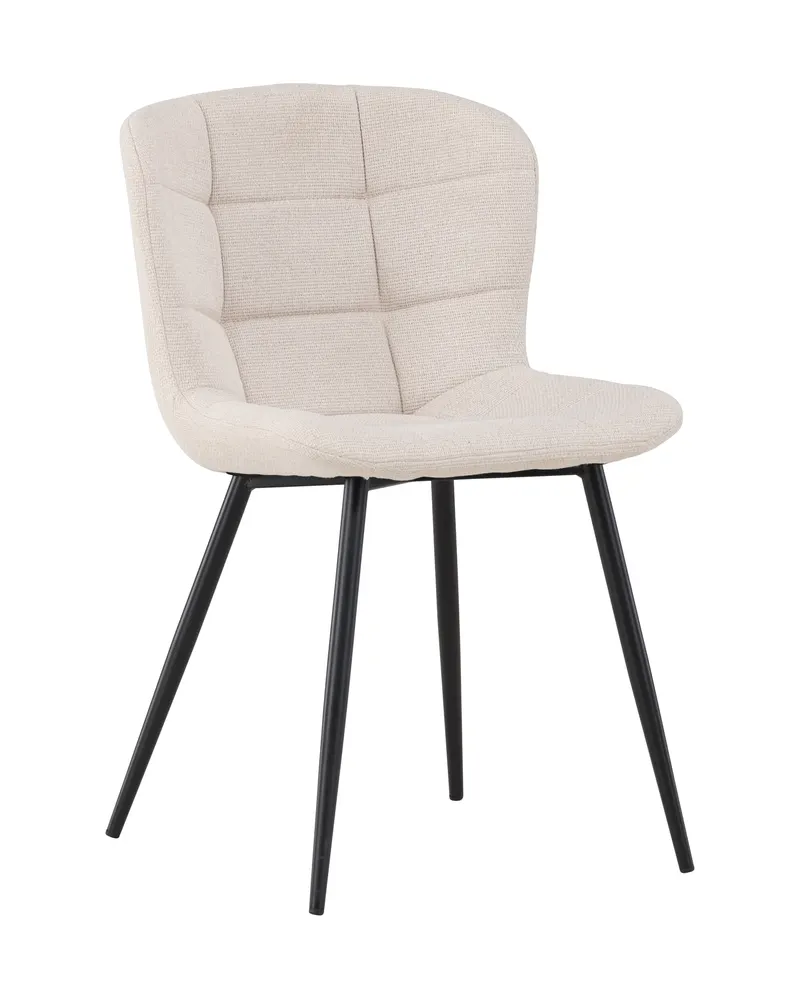 Lily gepolsterter Esszimmerstuhl in Beige, Gestell Schwarz, Polyester, Ansicht 1