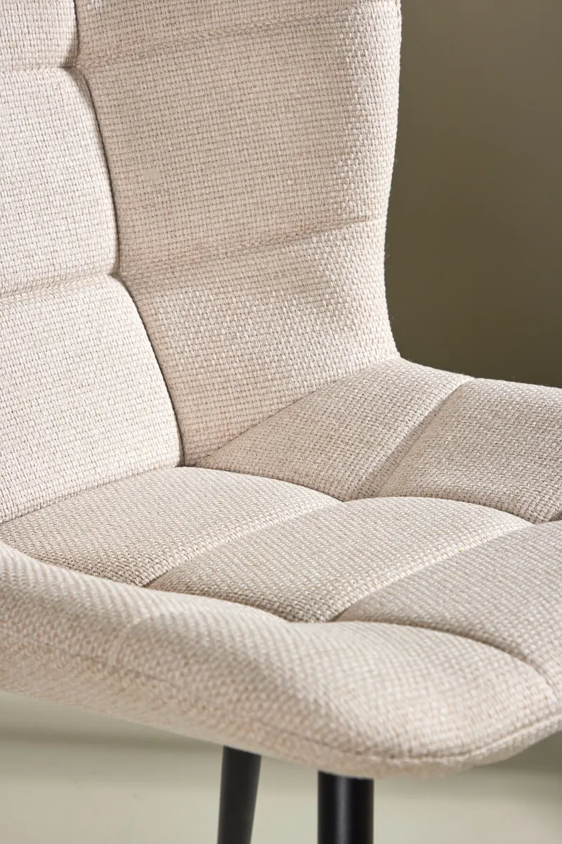 Lily gepolsterter Esszimmerstuhl in Beige, Gestell Schwarz, Polyester, im Wohnraum, Ansicht 3