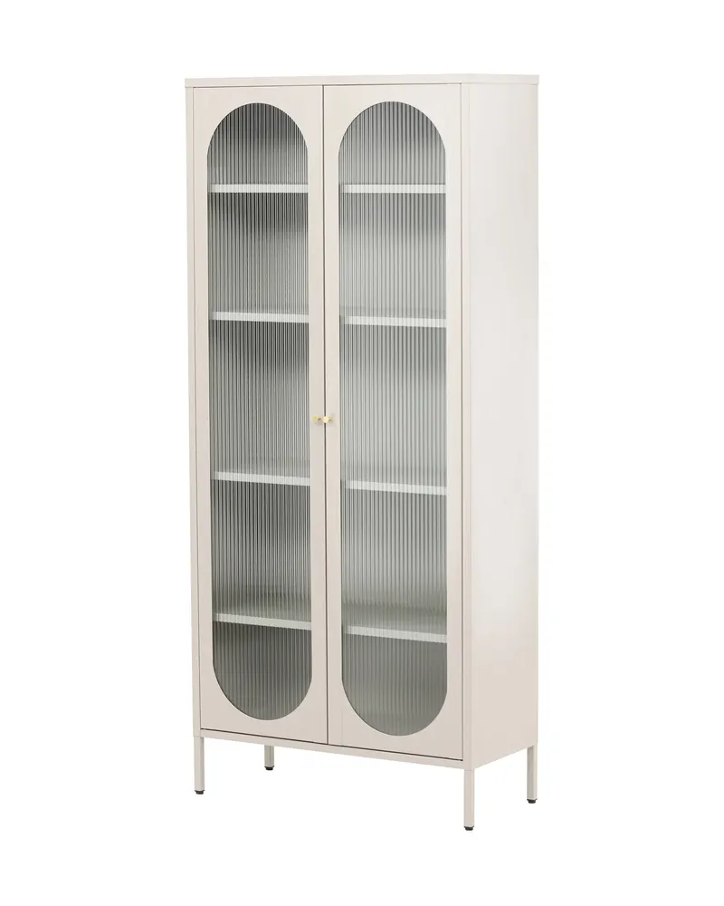 Lima Highboard aus Stahl mit Glastüren in 35 × 180 × 80 cm, Beige, Ansicht 2