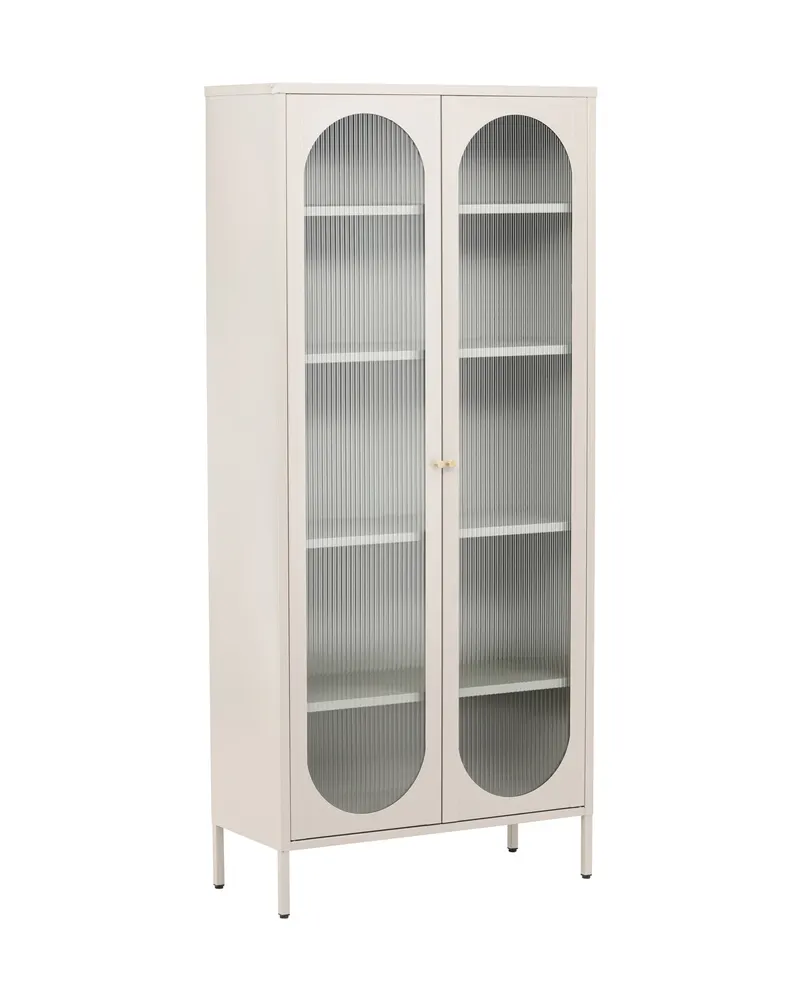 Lima Highboard aus Stahl mit Glastüren in 35 × 180 × 80 cm, Beige, Ansicht 3
