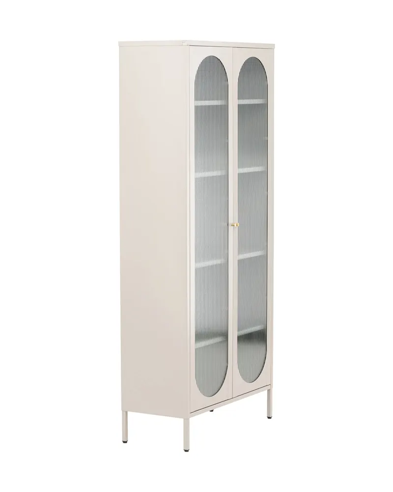 Lima Highboard aus Stahl mit Glastüren in 35 × 180 × 80 cm, Beige, Ansicht 5