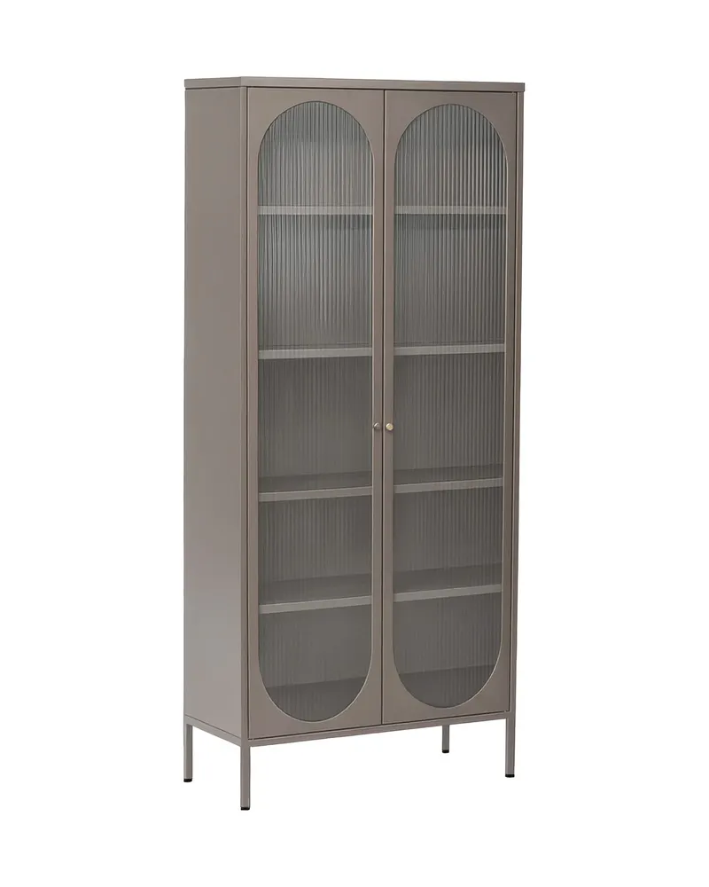 Lima Highboard aus Stahl mit Glastüren in 180 × 80 × 35 cm, Braun, Ansicht 1
