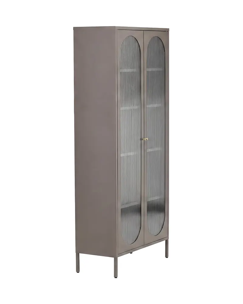 Lima Highboard aus Stahl mit Glastüren in 180 × 80 × 35 cm, Braun, Ansicht 2