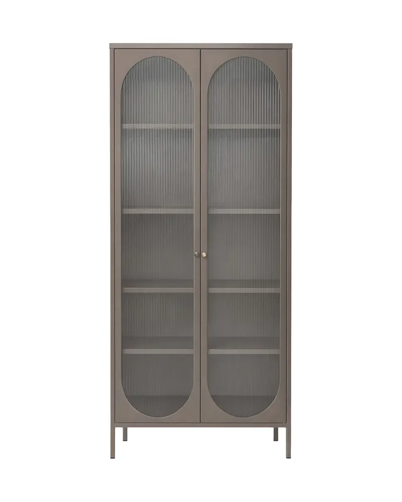 Lima Highboard aus Stahl mit Glastüren in 180 × 80 × 35 cm, Braun, Ansicht 4