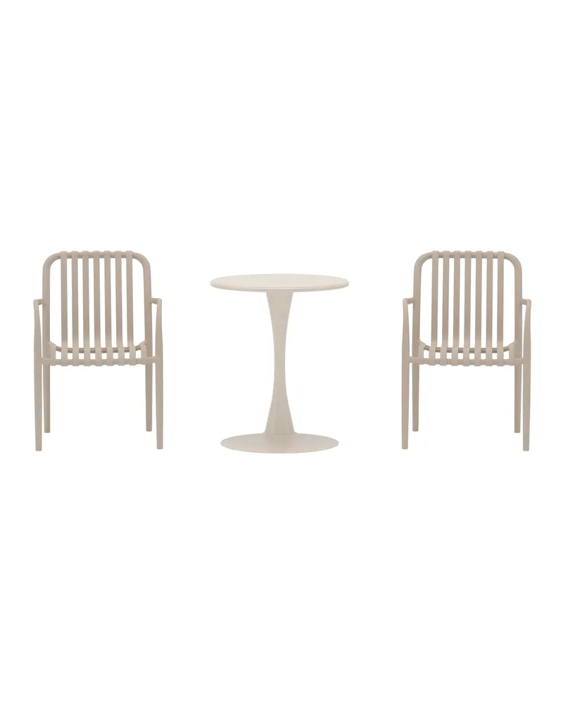 Limnos Balkonmöbel-Set mit rundem Säulentisch Ø 60 cm, Beige